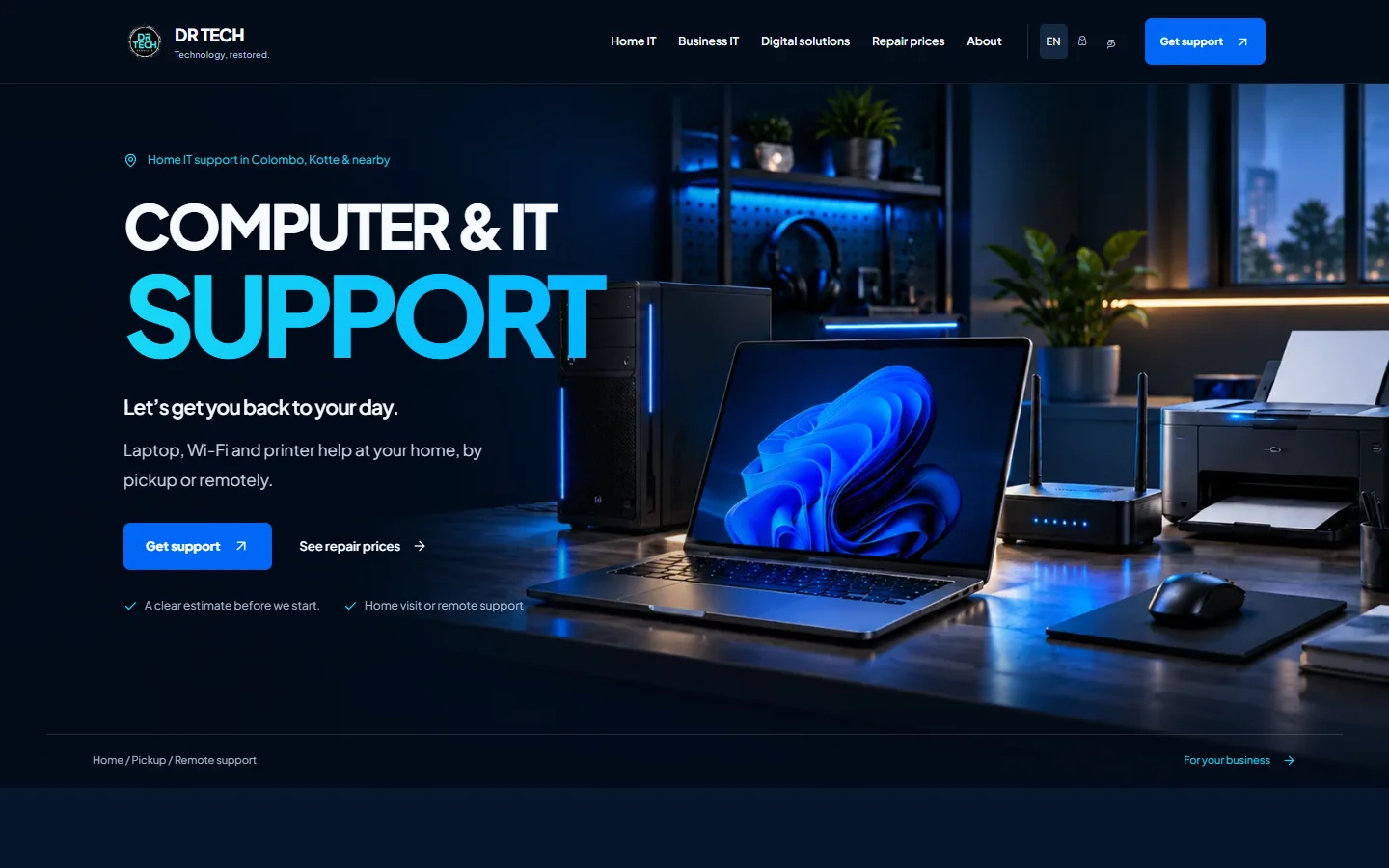 Earlier DR TECH website interface